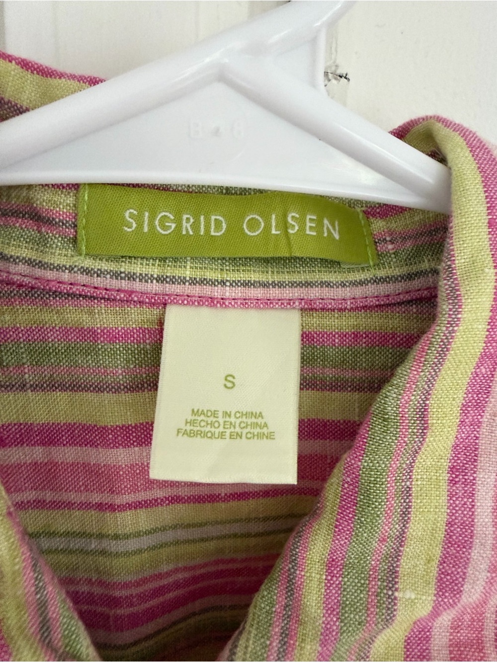 Sigrid Olsen Women 100% Linen Striped Long Sleeve Button Down Shirt Small Beach - Picture 5 of 11